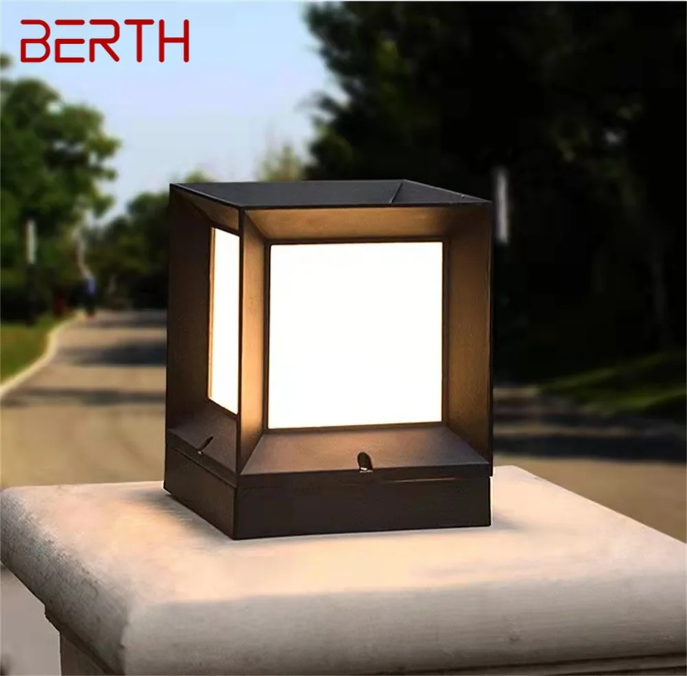 BERTH Outdoor Solar Cube Light LED Waterproof Pillar Post Lamp Fixtures for Home Garden Courtyard
