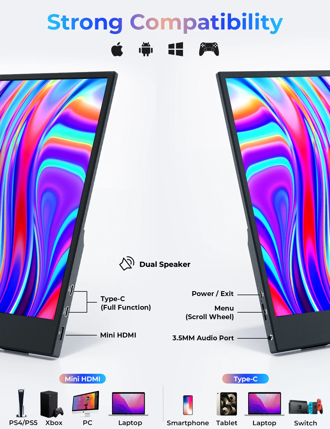 Portable 14 Inch 1080P Monitor for Laptop Gaming