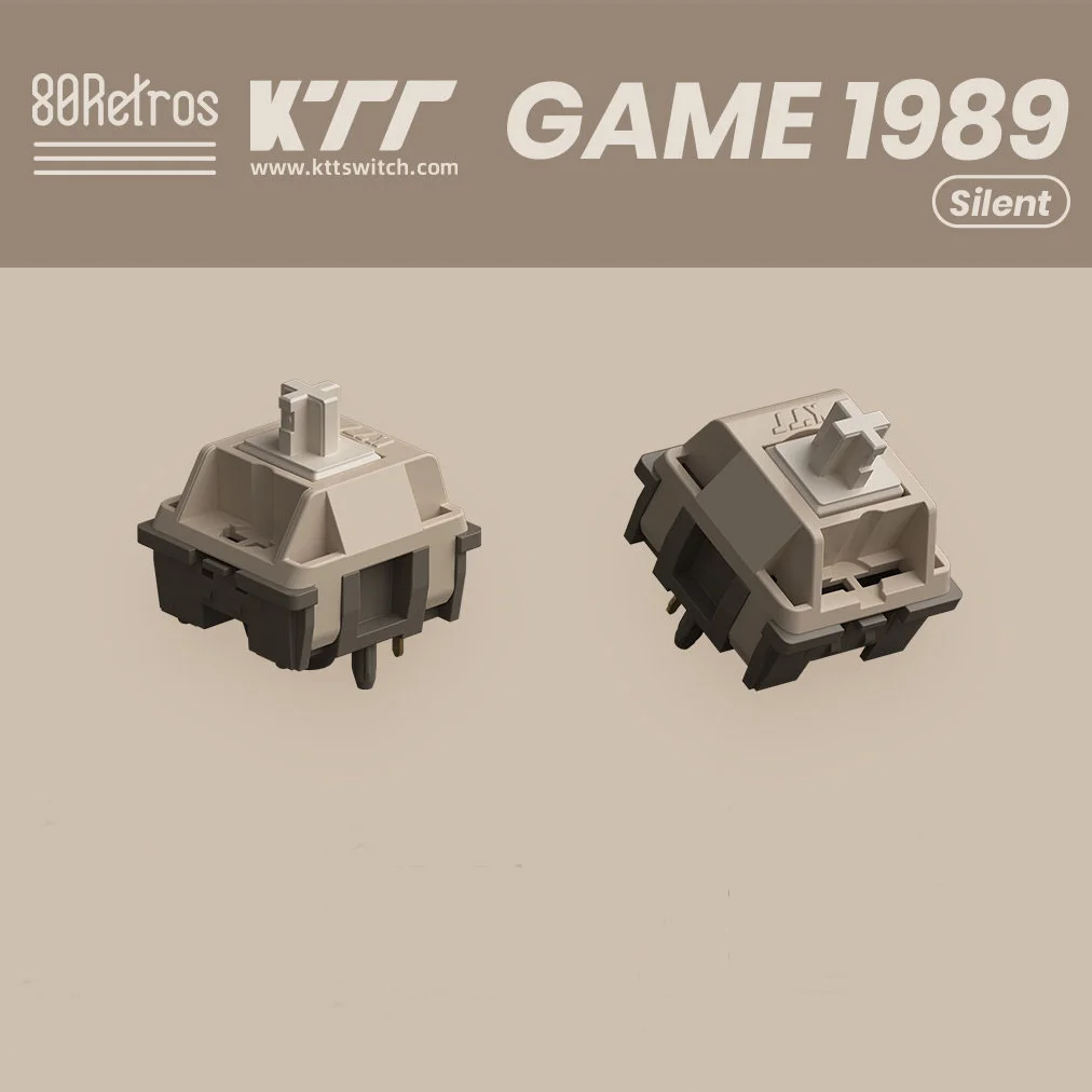 80Retros KTT GAME1989 블루 화이트 스위치 택타일 리니어 사일런트 POM TPE PC PA66 커스텀 기계식 키보드 게이밍 PC 스위치용