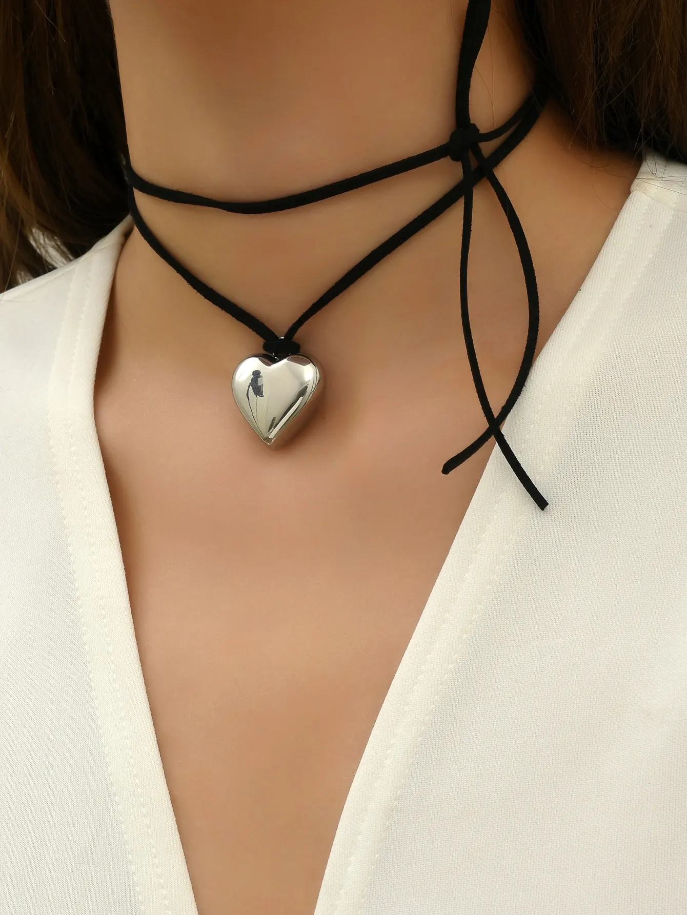 Stainless Steel Heart Pendant Necklace for Women