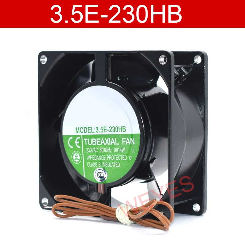 

3.5E-230HB High Temperature AC Axial Cooling Fan AC 230V 15/12W 0.09A/0.075A 3000RPM 9238 9cm 92*92*38mm2 Wires
