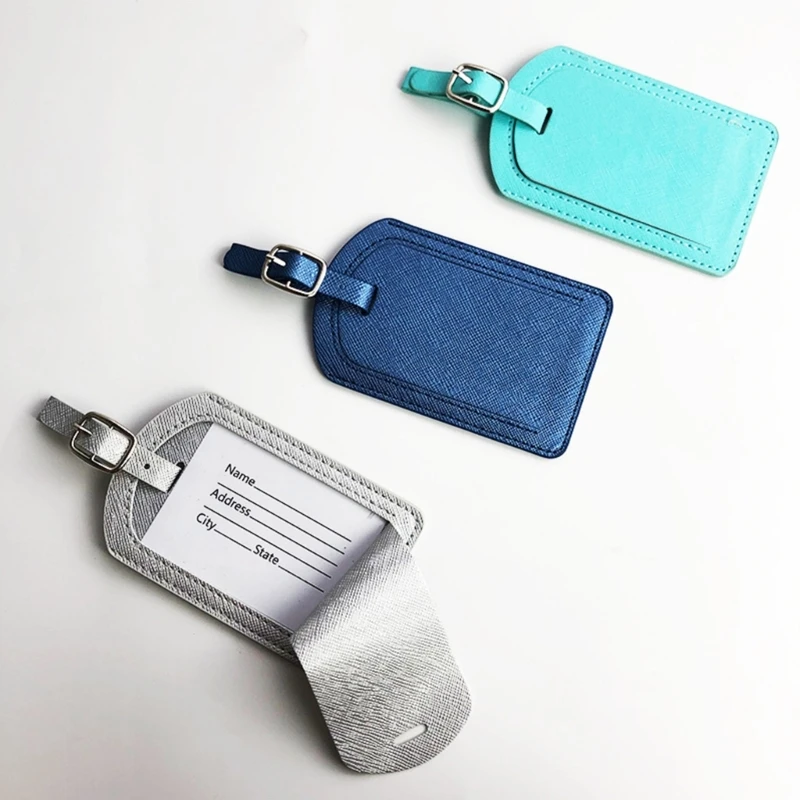 GD5F PU Leather Suitcase Luggage Tags Name Address Holder Identifier Label Tag