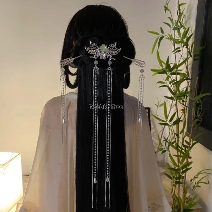 women chinese traditional style Hanfu accessories long fringe Pearl hair clip hair clasp 3piece sets