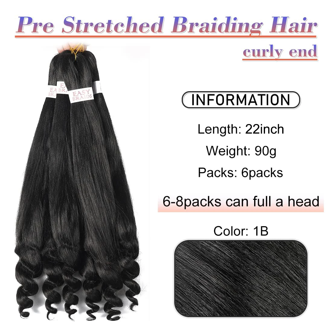 Fine Pack Braiding Hair Pre Stretched - 26 100g/pack Premium
