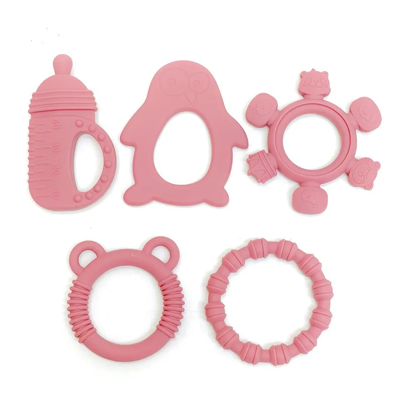 Teether toys baby food grade silicone teething stick children mouth muscle trainer