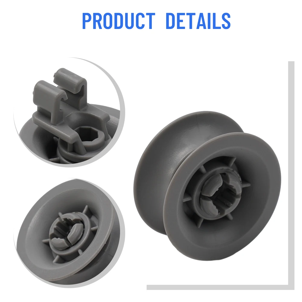 

Top Basket Upper Basket Wheels For Dishwasher 611666 ABS Durable Grey Lightweight Universal 31 Mm*14 Mm For Balay