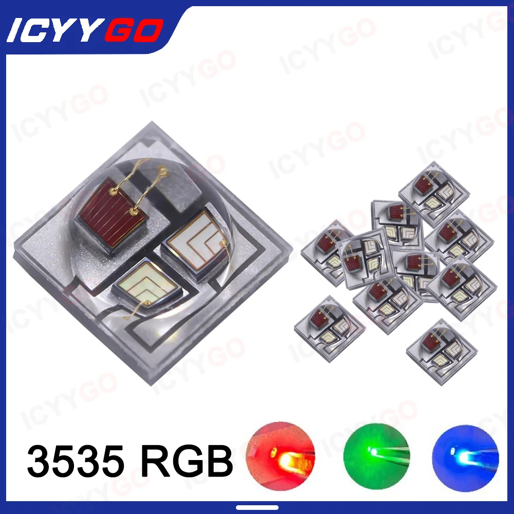 10PCS 3W 3535 RGB Ceramic Lamp Beads 350mA High Power Three-In-Nne SMD Lamp Beads Suitable For Wall Washers And Floodlights 10pcs l7905cv l7908cv l7909cv l7912cv l7915cv l7918cv l7924cv lm317t to220 three terminal regulator tube