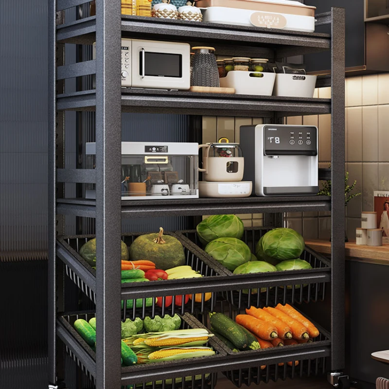 Kitchen storage rack, floor to floor, multi-layer vegetabl rack, pot and miscellaneous