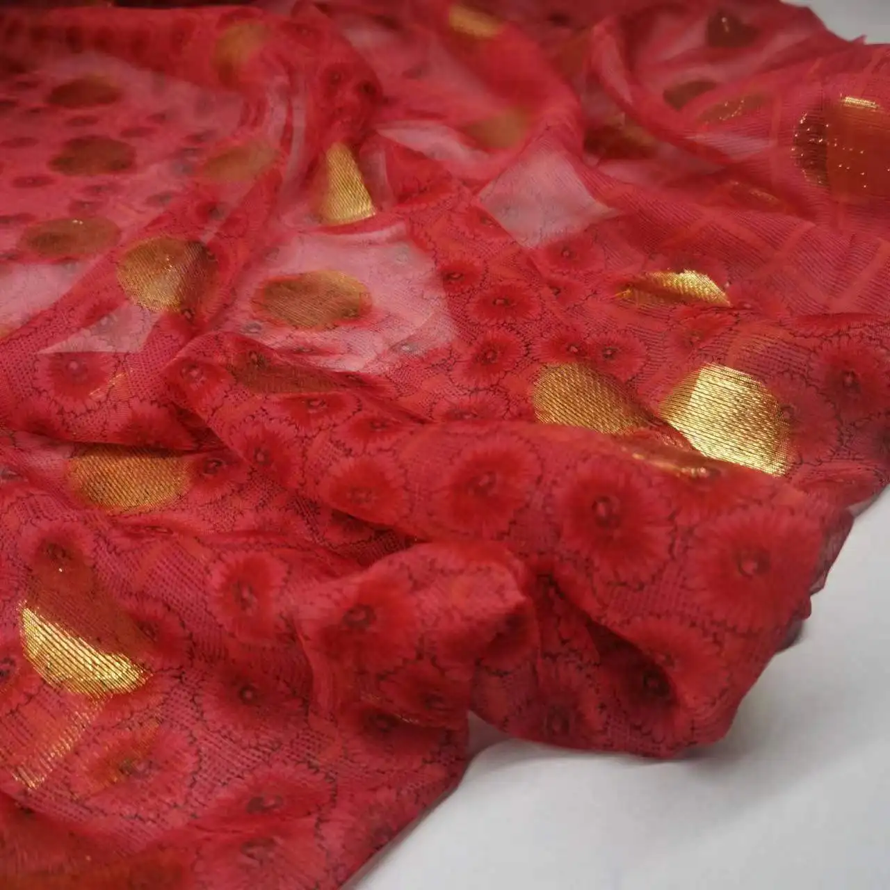 Saree Mulberry Silk Metallic Lurex Brocade Metallic Sudan Toub Fabric Soft Somali Dirac DIY Cloth Dress Scarf Material