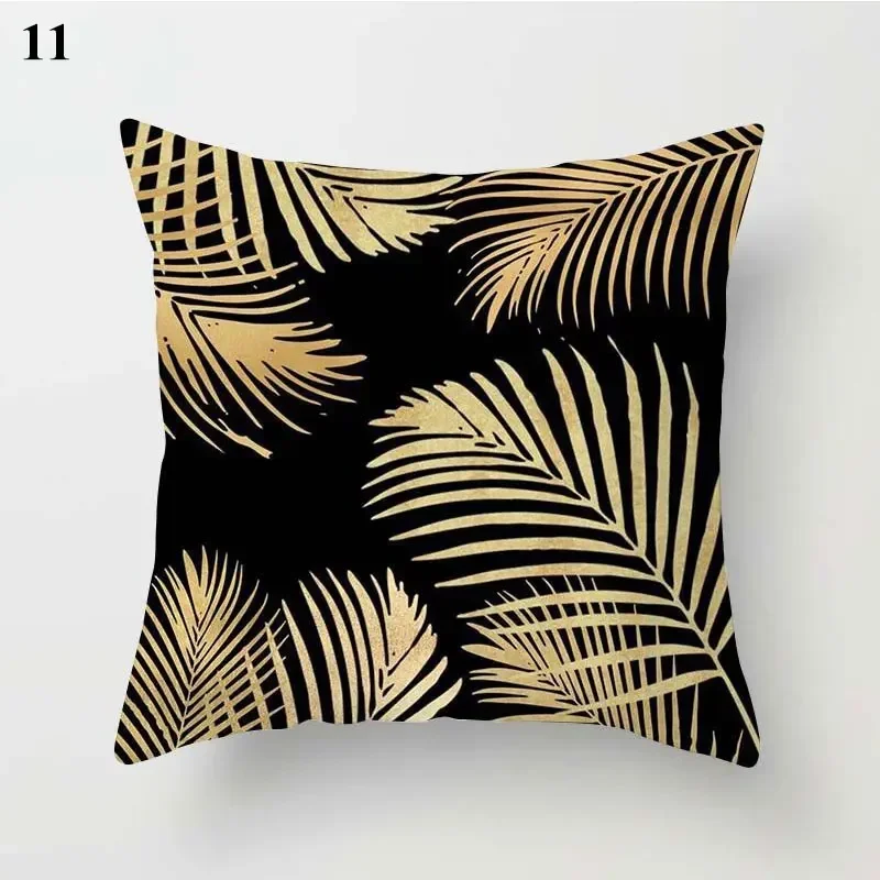 45x45cm Gold Leaf Decorative Pillow Cover Polyester Print Cushion Cover Car Sofa Throw Pillow Cover Home Decorative