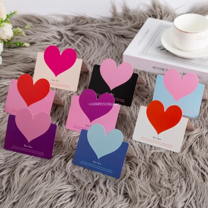 1pcs Mixed Color LOVE Heart Shape Greeting Card Valentines Day Gift Wedding Invitations Card Romantic Message Thank You Cards