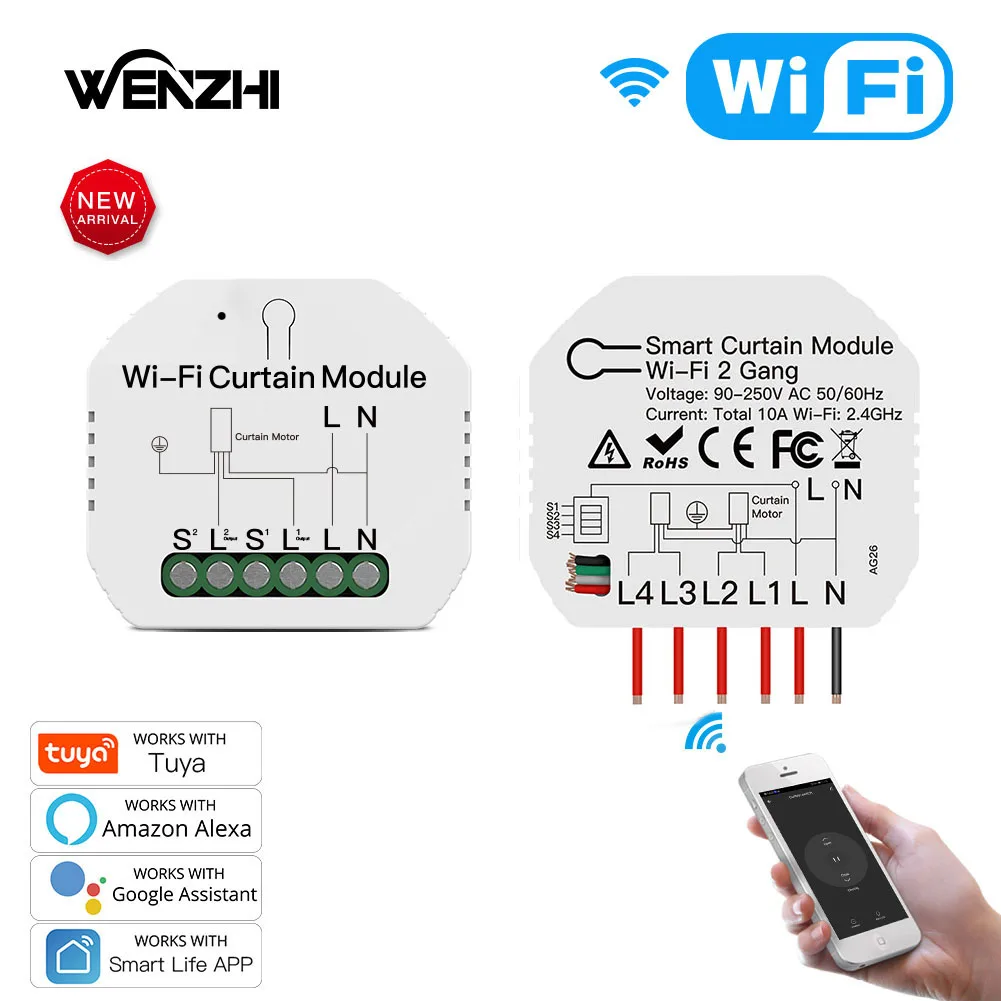 Modulo Interruttore Mini Tenda Wifi Per Tapparelle Motore Otturatore Smart Life Tuya App Telecomando Alexa Google Domotica