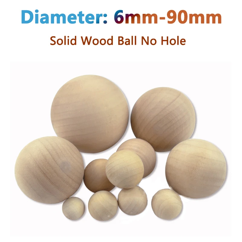 Natural Wooden Craft Wood Balls/Cube/Cylinder Crafts Supplies 6mm 8 10  12~90mm