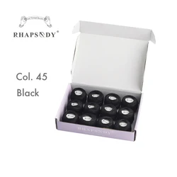 Rhapsody Pearl Cotton Crochet & Embroidery Thread Set - 12 Balls of Premium Mercerized Egyptian Cotton - Size 8 (45 Black)