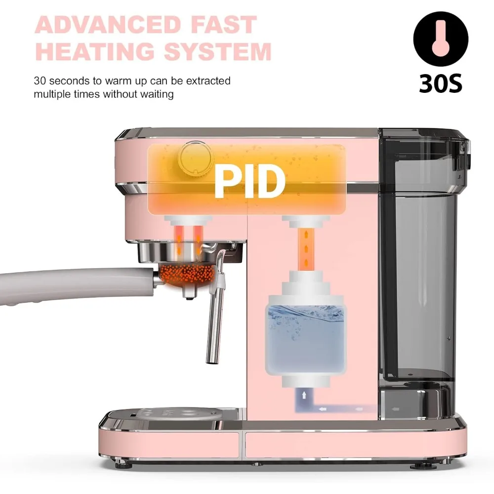 Professional Espresso Machine 20 Bar, Espresso Maker with Milk Frother Steam Wand, Stainless Steel Home Coffee Machines 3