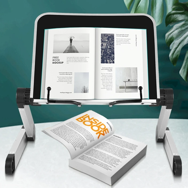 Foldable Reading Book Holder Bookcase Stand 360 Degree Adjustable Support Desk Organizer for Cookbook PC