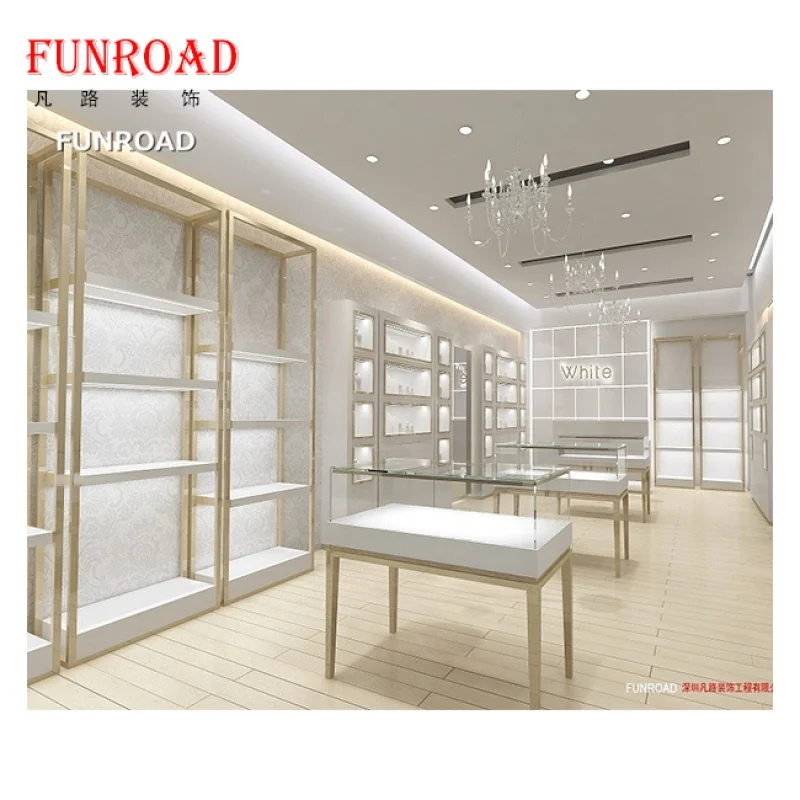 

Custom. elegant fashionable mental jewellery store interior design with lighting