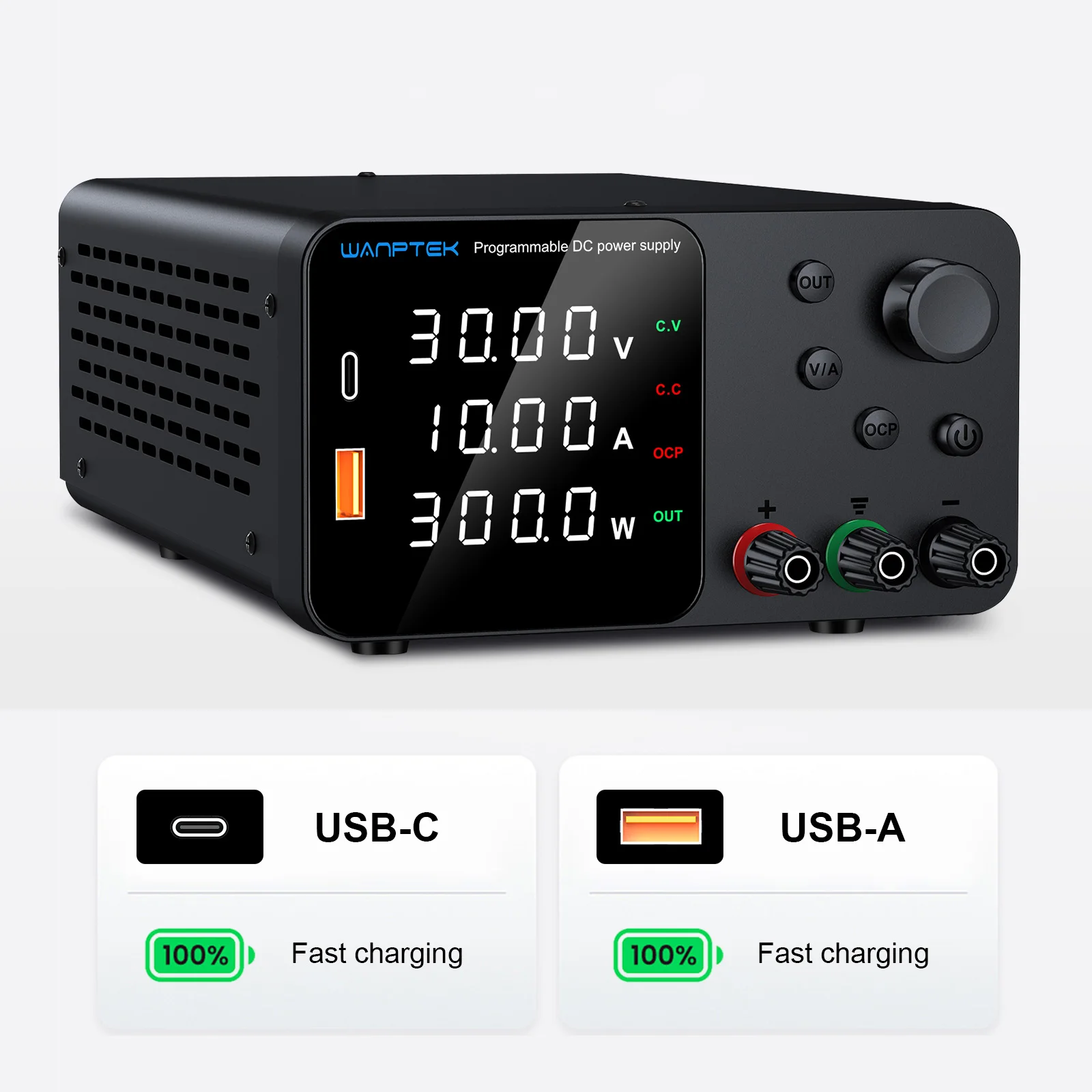 ShiYu Wanptek TPS605 (0-60V/0-5A) 조정 가능한 전력, 충분한 전압 및 전류를 갖춘 검정색 DC 안정화 전원 공급 장치