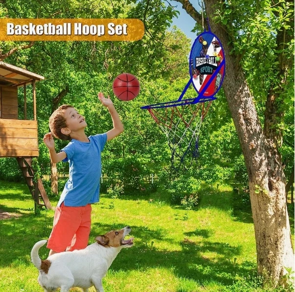 14 Inch 2-in-1 Dartboard and Basketball, Basketball Set Indoor Basketball Hoop, Sports Kids Outdoor Toy, 6