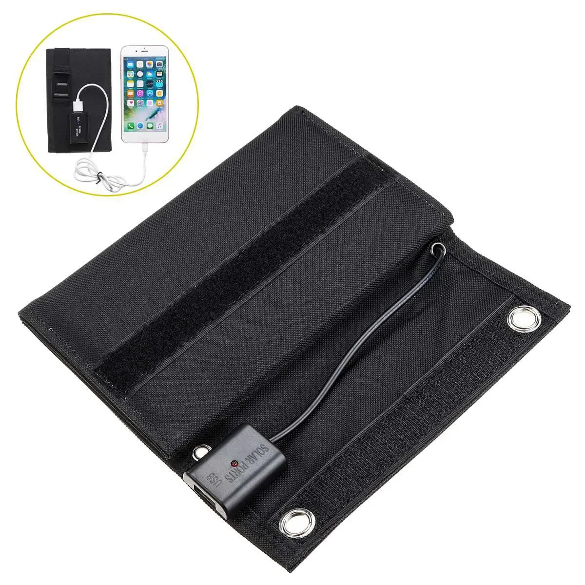 600W 빠른 충전 접이식 태양 전지 패널 USB 5V 모바일 블랙 태양 전지 패널 야외 캠핑 및 하이킹 여행 전원 은행