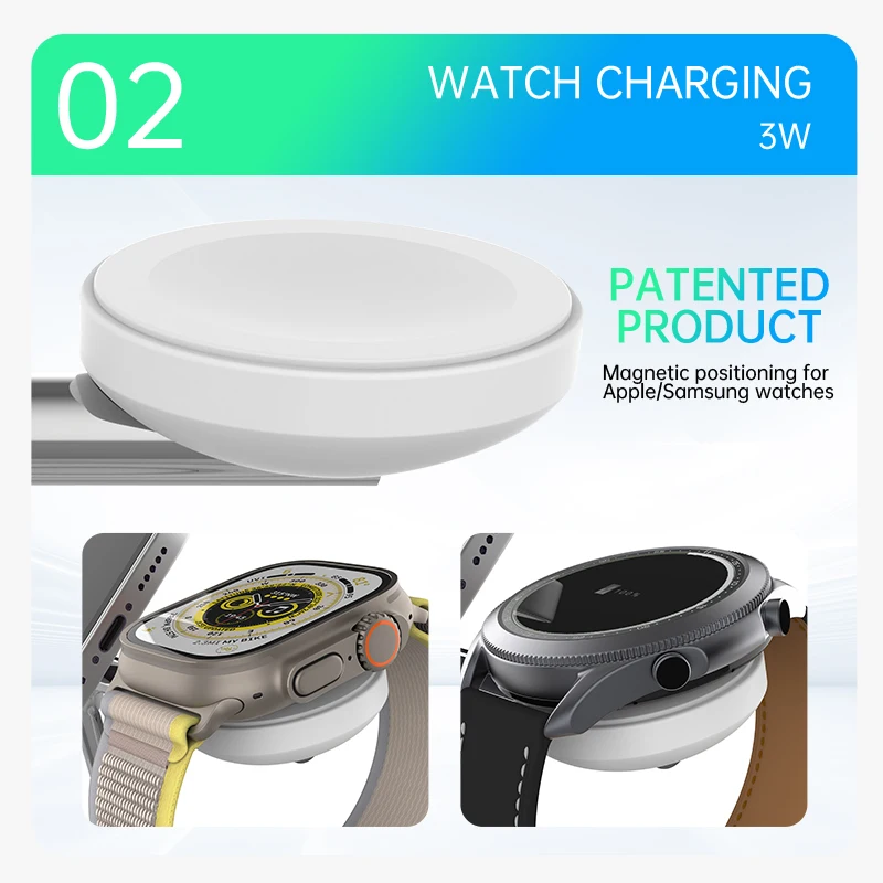 QI2 3 in 1 Magnetic Wireless Charger for iPhone 17 16 15 14 13 12 Fast Charging Station for Apple Watch 11-2 Airpods 2 3 4 Stand