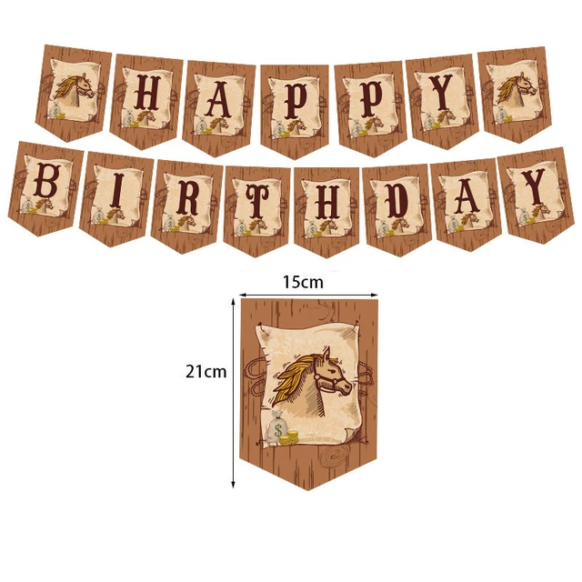 Suministros de decoración para fiesta de cumpleaños, banderines con diseño  de dibujos animados del oeste del vaquero, banderines para pastel, Baby  Shower, regalo para niña - AliExpress