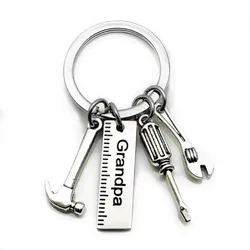 Compact Keychain Tool Set with Ruler, Hammer, Wrench, and Screwdriver (Grandpa)