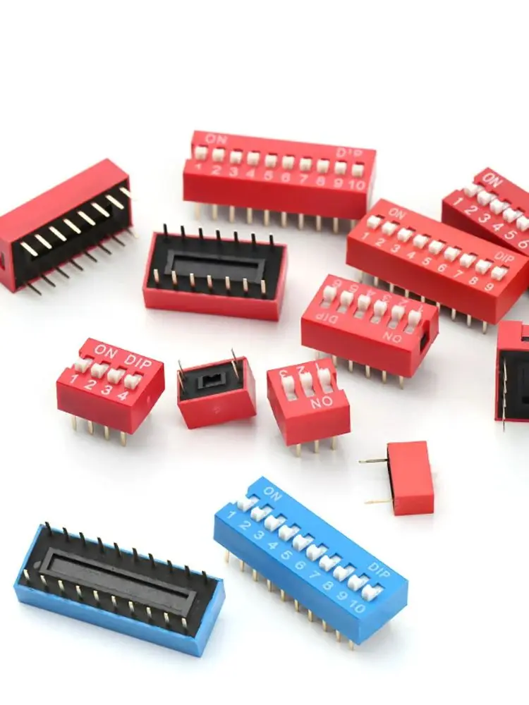 10 Stück Schiebeschaltermodul 1 2 3 4 5 6 7 8 10PIN DIP Kippschalter Rot Blau Schnappschalter – Detail 6