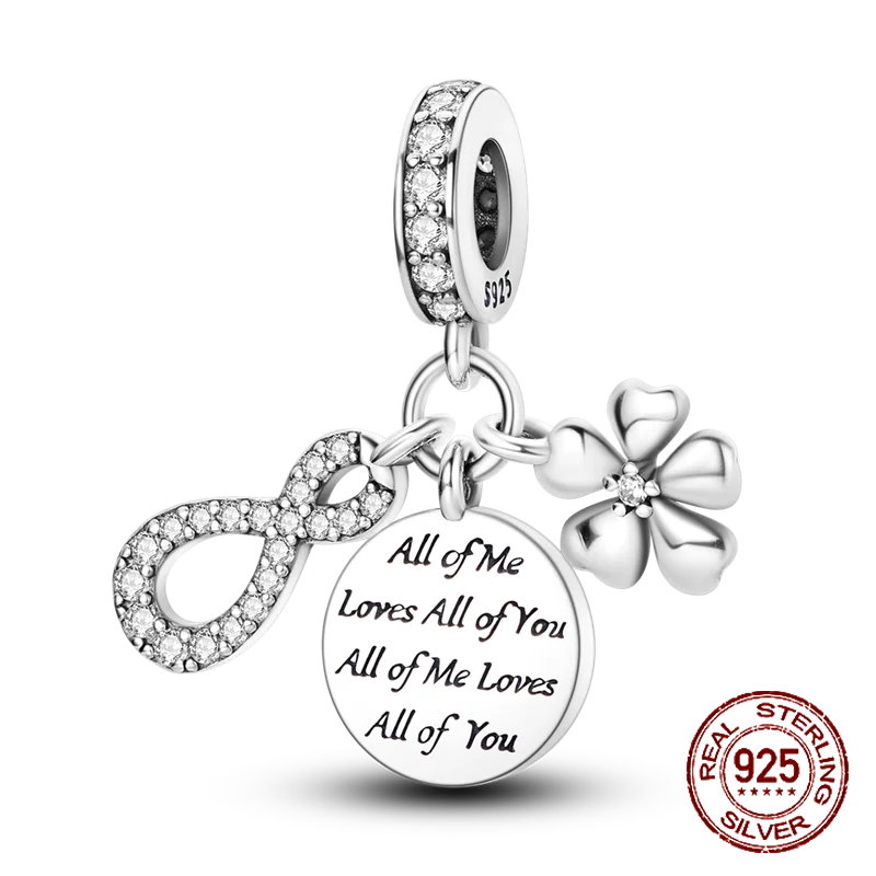 Inlaid Zircon Charm Beads 925 Sterling Silver Color Love Heart Snake Dangle Fit Original Bracelet Charms Pendant Jewelry 4
