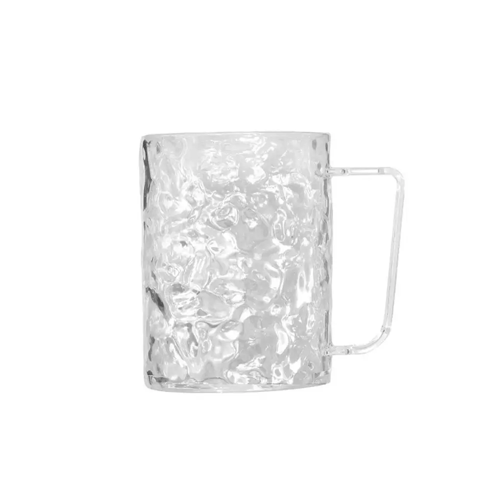 Fashion Plastic Mouthwash Transparent Glacier Pattern Holder With Handle Toothbrush Cup Home Bathroom_voghion.com