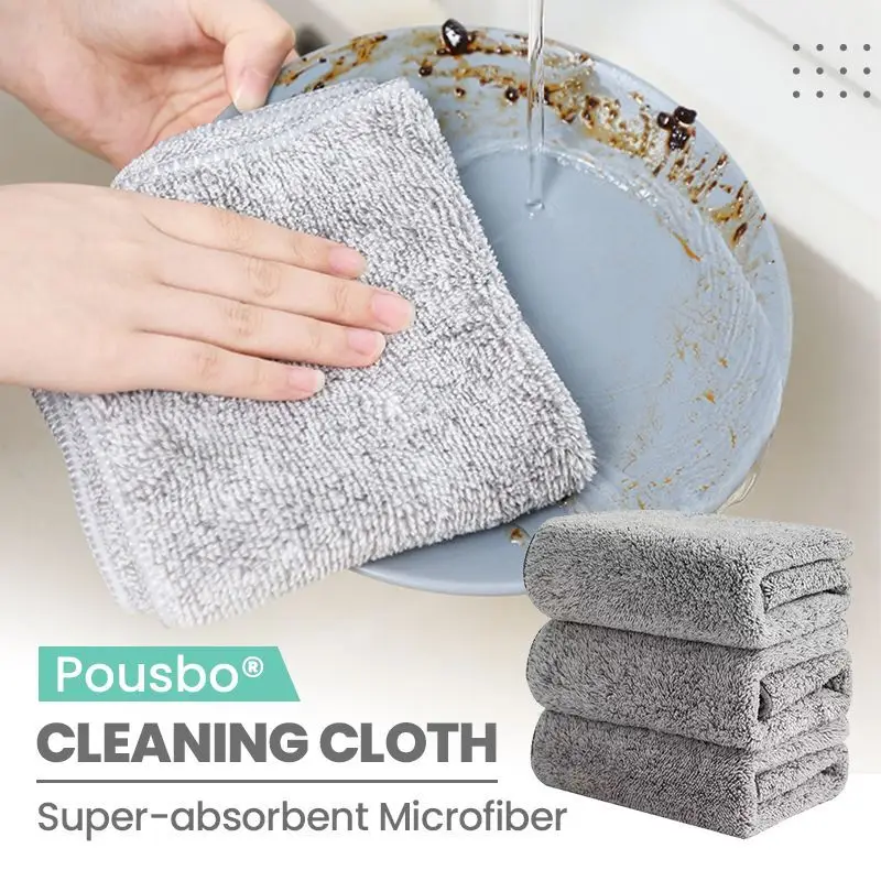 

Bamboo Charcoal Microfiber Cleaning Rag Kitchen Towels Dishcloth Anti-grease Wipping Rags Non Stick Oil Household Cleaning Towel