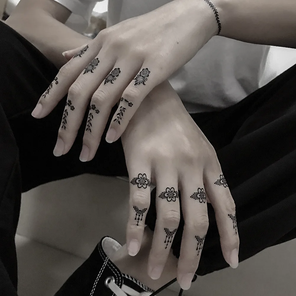 

1pc Waterproof Temporary Tattoo Sticker Small Finger Stickers Simple Men Women Body Art Fake Tattoo Finger Cool Tattoo Stickers