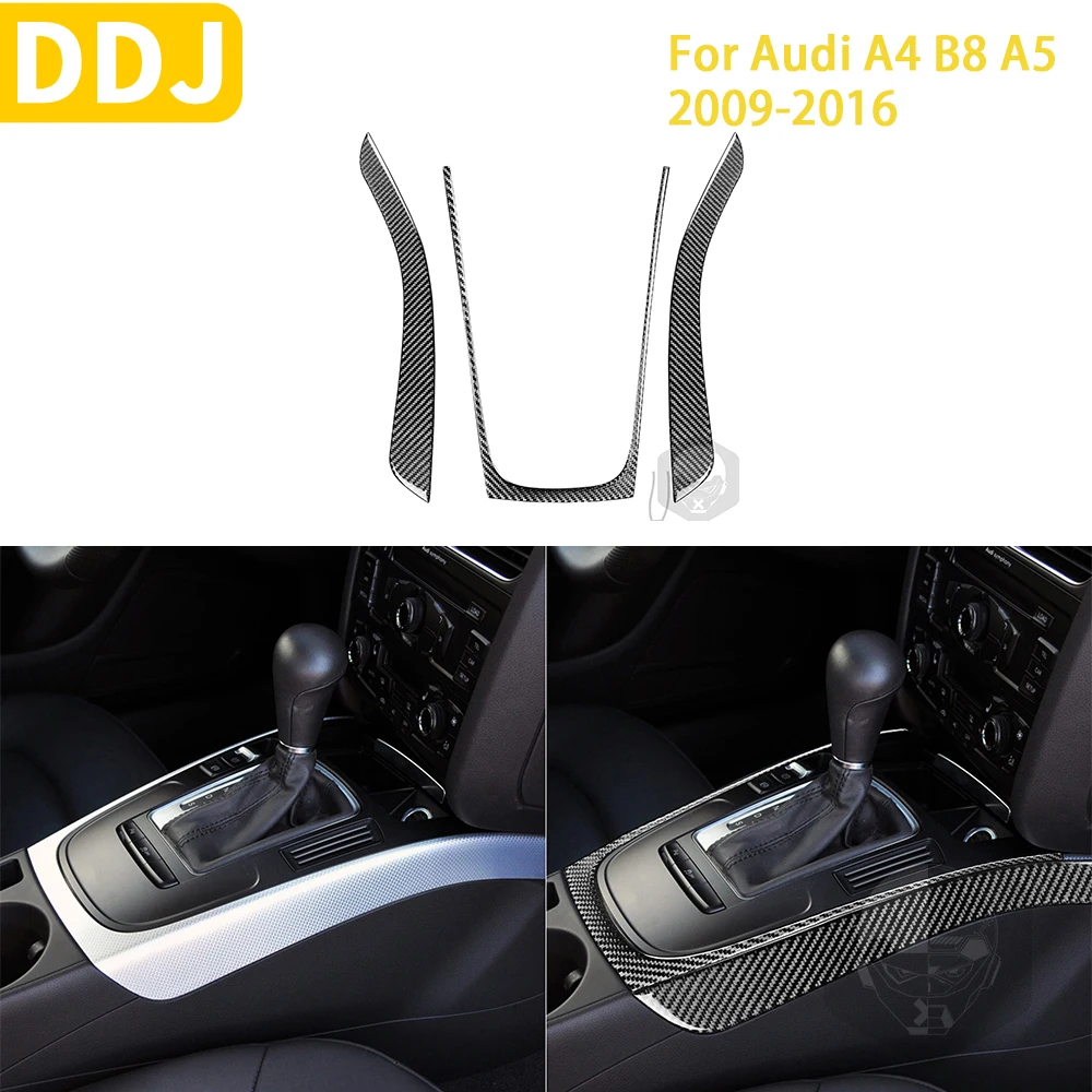 

For Audi A4 B8 A5 2009-2016 Real Carbon Fiber Car Center Console Gear Shift Frame Decoration Trim Sticker Interior Modified