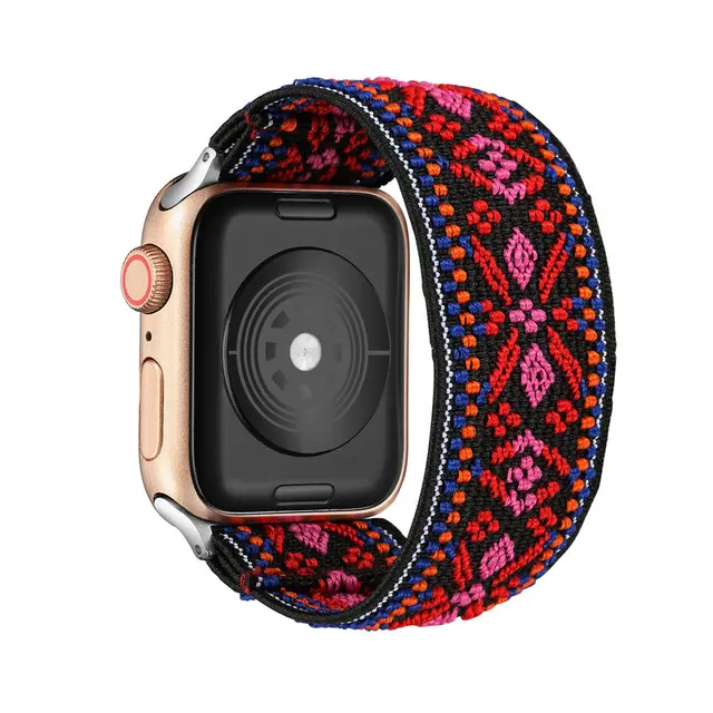 Elastic Scrunchie Strap Band for Apple Watch 7 5 6 4 8mm 40mm 42mm 44mm Women Bracelet for iwatch series 7 6 se 5 4 45mm 41mm boho Red