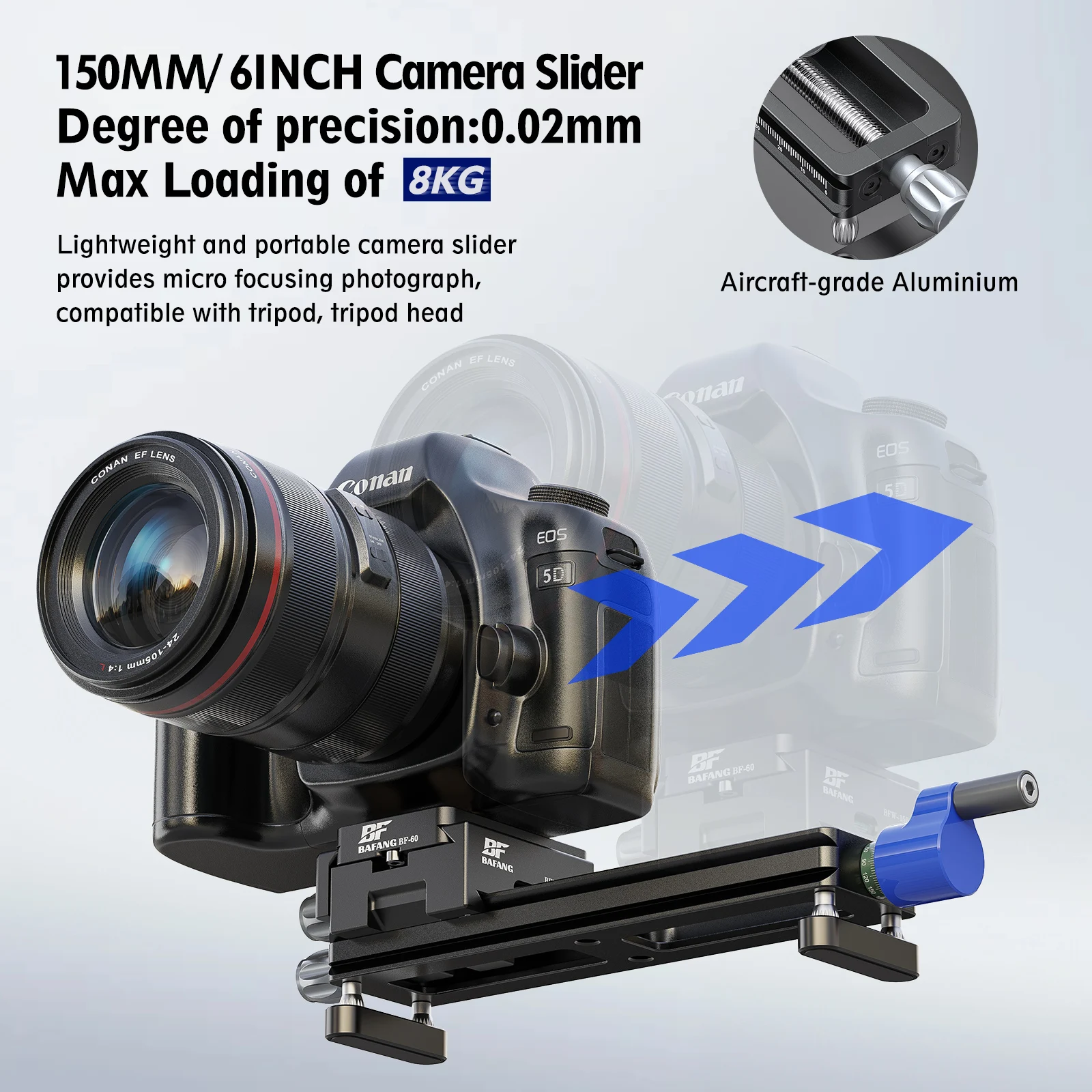 BAFANG 360&deg; Macro Pinion Guide Rail SLR Camera Slide with Quick Mounting Plate Special Photography Tripod Accessories