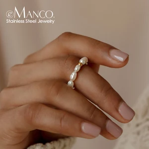 EManco корейский имитация жемчуга минималистичный жемчуг кольцо на палец белый круглый жемчуг кольцо Свадебный Подарок на годовщину