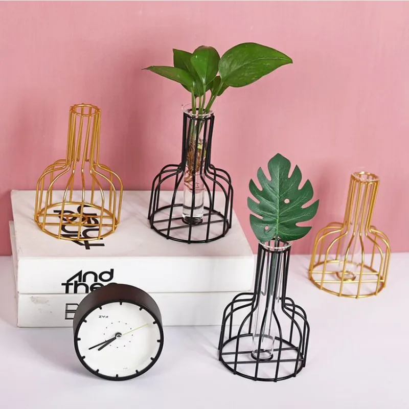 

Golden Hydroponics Vase Decoration Living Room Table Desktop Decoration Dried Flowers Flower Arrangement Green Flower Hydroponic