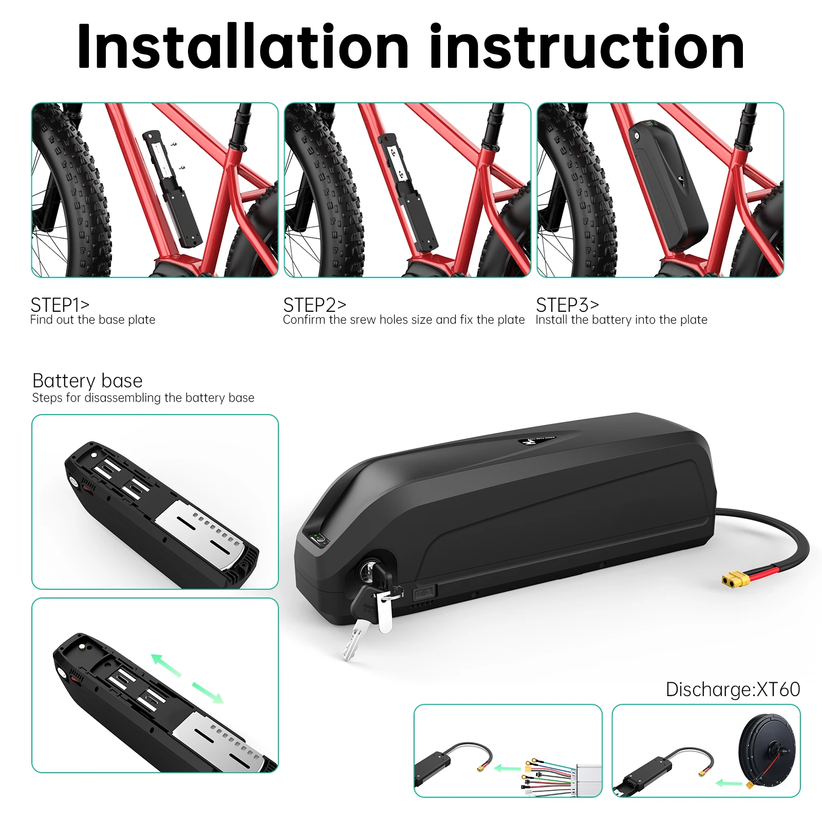 Hailong Elektrische Fiets Batteria Pack 36v15ah Onderbuis 48V20AH 4 pins 18650 Ebike Batterij voor Bafang 250W 350W 500W 750W 1000W - Afbeelding 6