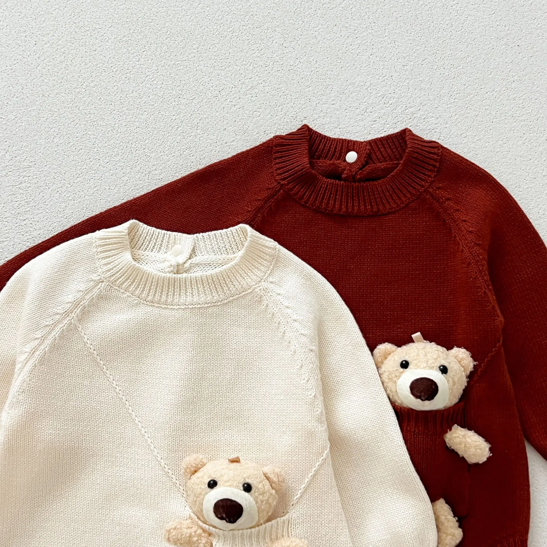 Autumn Newborn Infant Baby Girls Boy Cartoon Bear Doll Sweater Romper Cute Rompers Kids Onepiece Fashion Baby Clothing