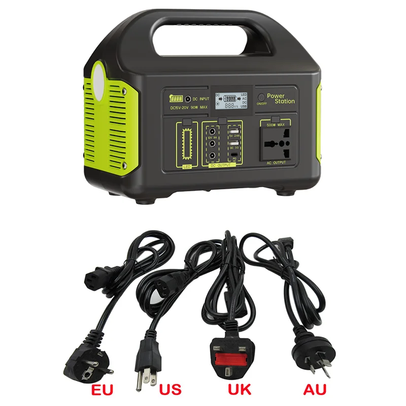 Portable Power Station 500W 460Wh 384Wh with LifePO4 Battery Solar Generator for Outdoor Camping Power Bank