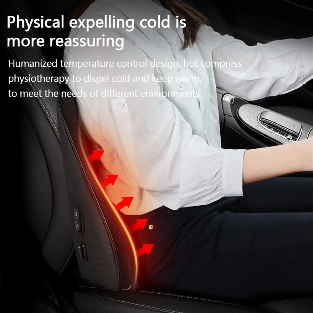 Car Neck Pillow Massage and Heating Lumbar Support Pad with Synthetic Fiber  for Car Seat Backrest - AliExpress