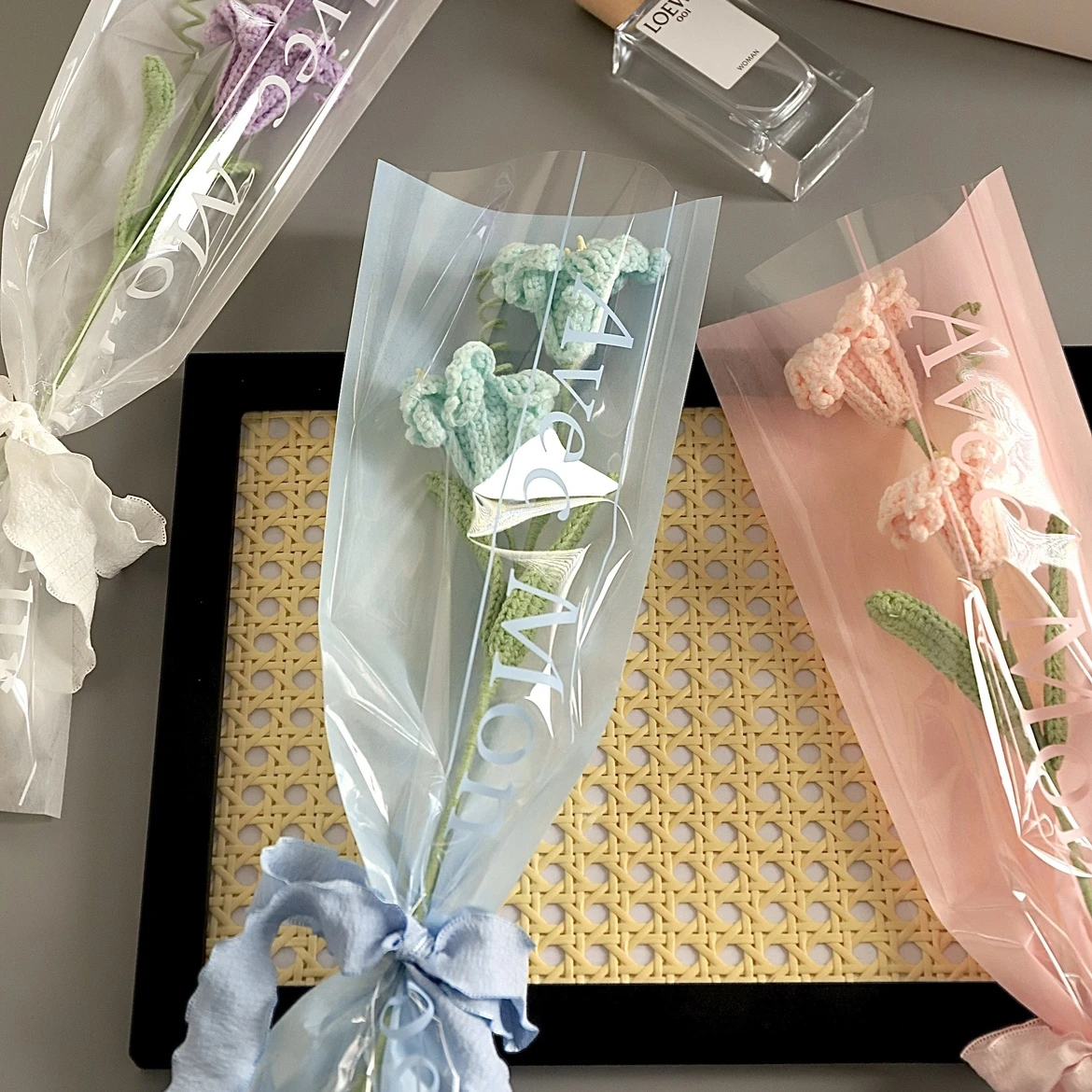 Single Rose Bundle Packaging Bag Flower Bag 20Pcs, Korean Wrapping