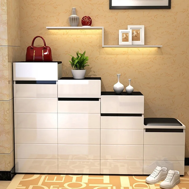 Simple Wooden Space saving Shoe Modern Entrance Folding