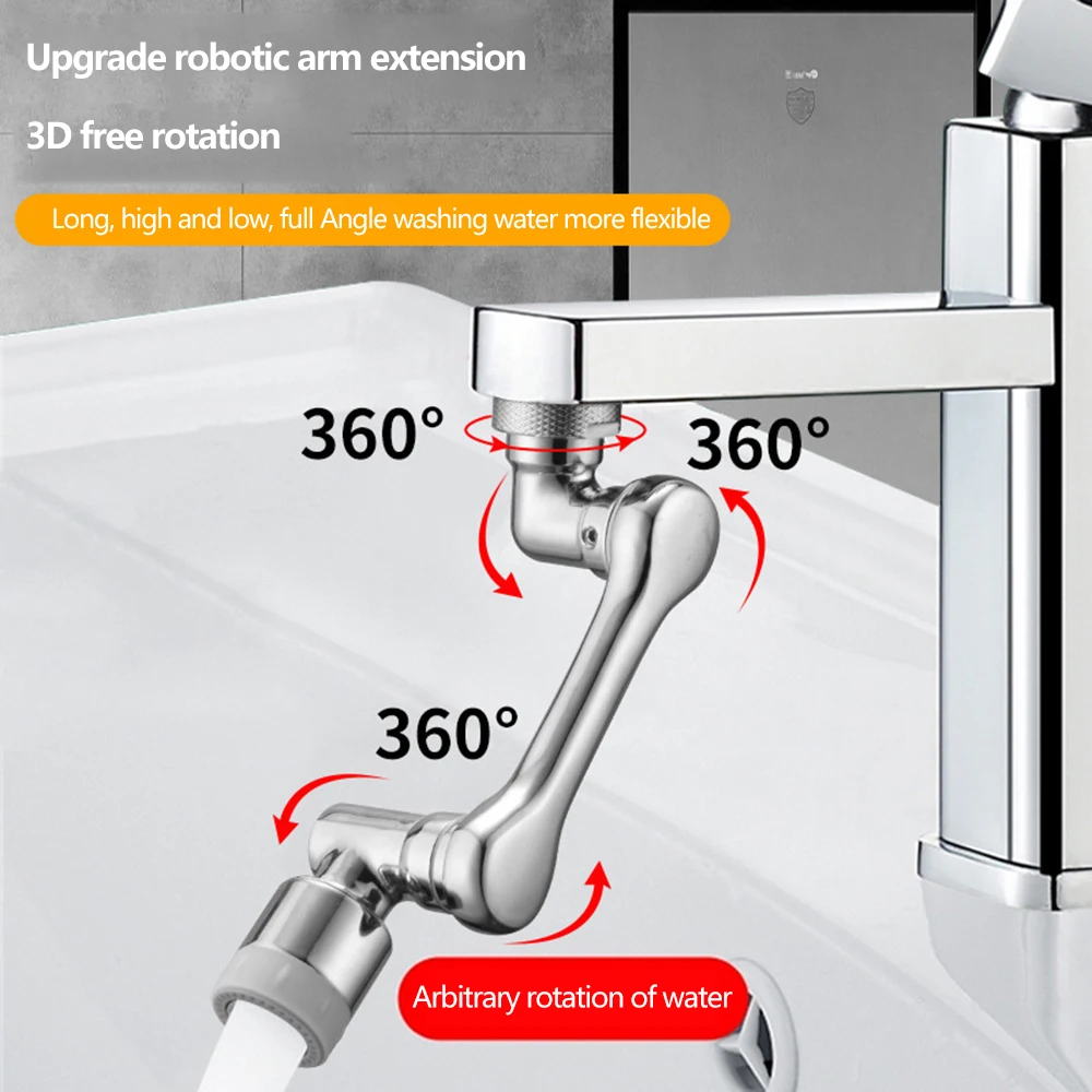Faucet Aerator Faucet Extender Faucet Extension ABS plastic Universal 1080&deg; Swivel Robotic Arm Swivel Extension Faucet Aerator Kitchen Sink Faucet Extender 2Water Flow Mode