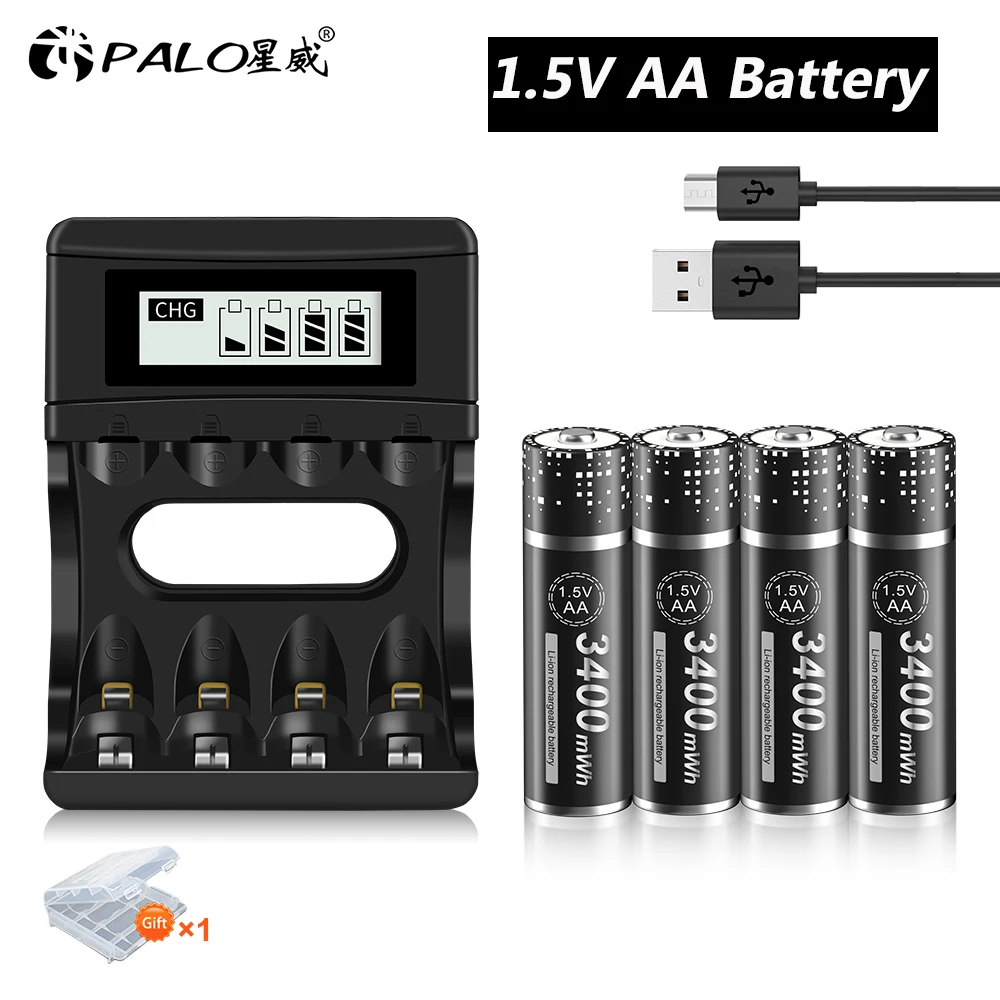 PALO – batterie Rechargeable AA 1.5V Li-ion, tension Stable 1.5v