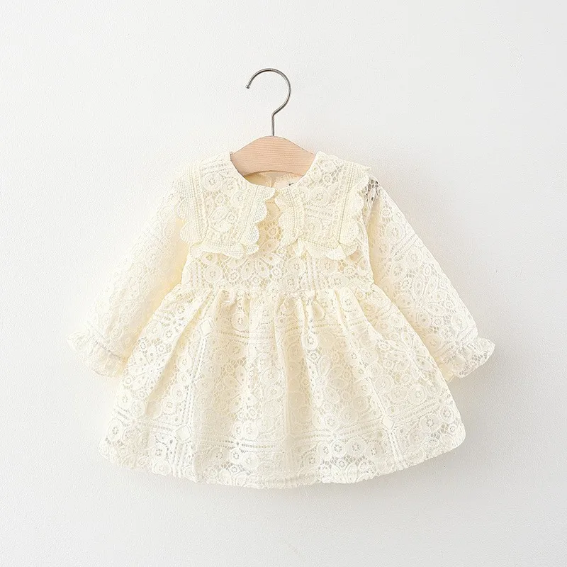 Spring newborn Baby Girls Clothes Outer Wear Hollow Lace Dress for Baby Girls Cloth 1 Year Birthday Princess Party Dress dresses