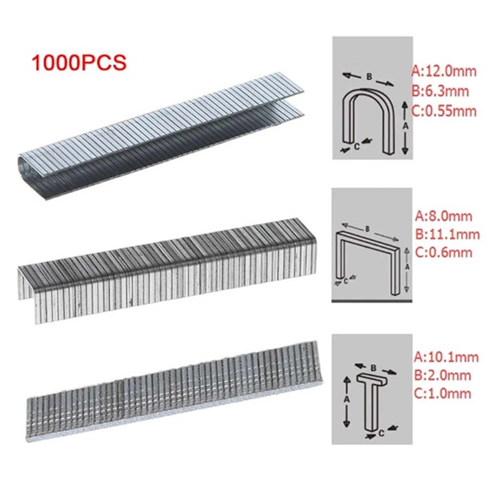 1000Pcs Staples Nails Woodworking Nails U/ Door /T Shaped For Staple Gun Stapler Furniture Interior Decoration Hand Tool images - 6