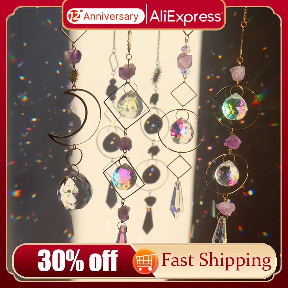 Crystal Windchimes Sun Catchers Diamond Hanging Rainbow Chaser Garden Window Wedding Curtain Chandelier Home Decor Wind Chime sun catcher,crystal pendant,sun catchers,window ornament