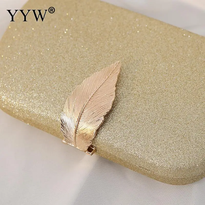 Elegant Matte Leaf Pattern Clutch Evening Handbag Women Hand Held Messenger Wallet Bag Metal Chain Crossbody Shoulder Prom Purse