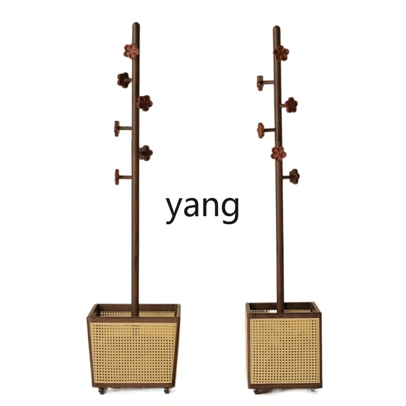

CX Solid Wood Hanger Floor Bedroom Coat Rack with Storage Basket Movable